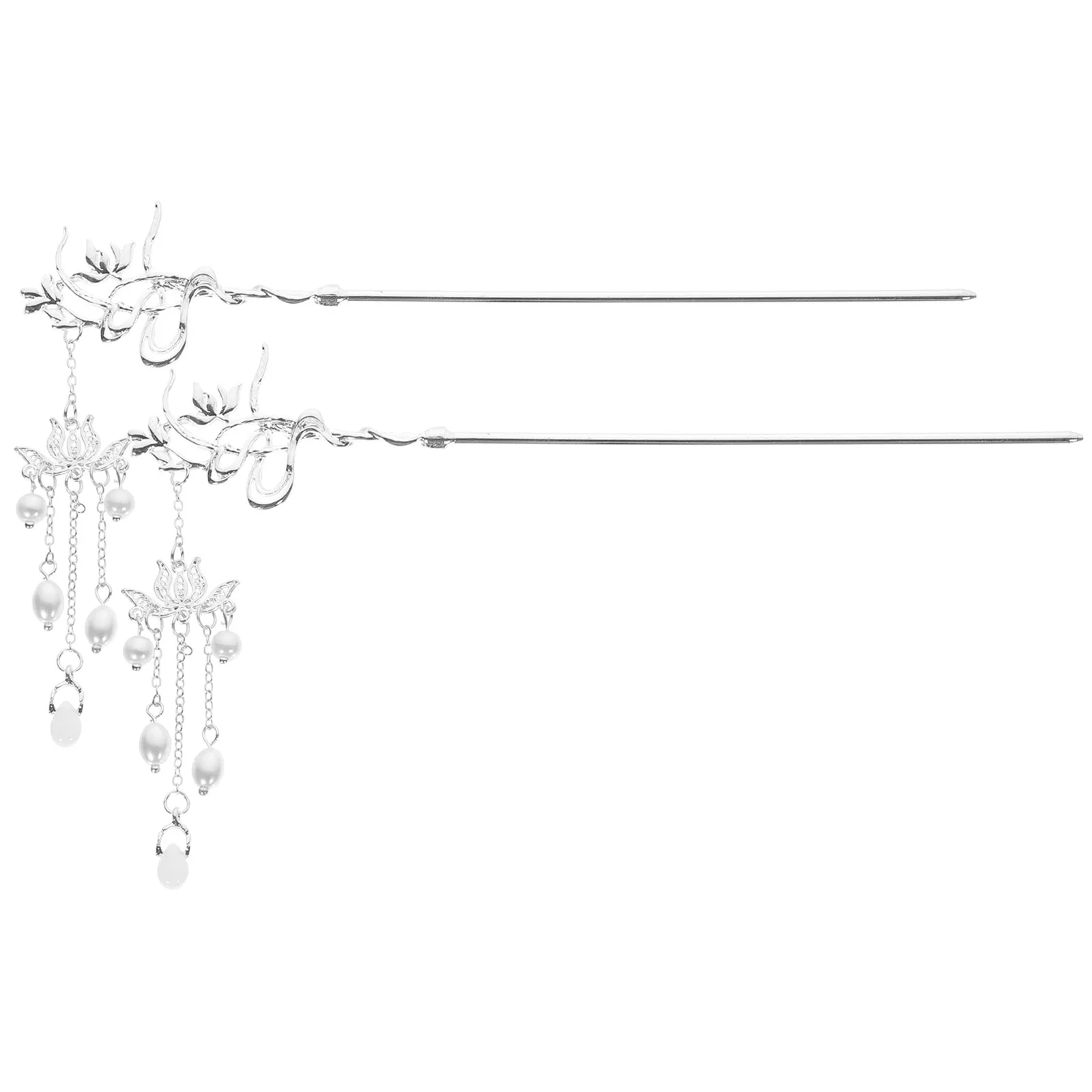 

Pearl Lotus Hairpin Tassel Chinese Stick Retro Charm Hair Bun Accessories Dangle Pin Long Hair Hanfu Style Proper Size