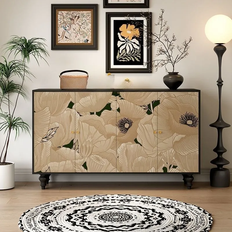 

New Chinese entrance cabinet, painted solid wood sideboard, living room storage cabinet, hotel B&B, bedroom storage cabinet