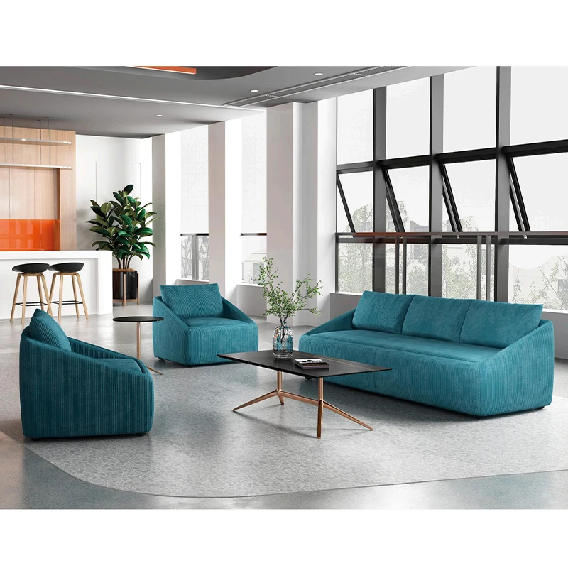 

Minimalist Style Fabric Lounge Suite Lobby Blue Fabric Office Sofa Modular Couch Sofa Set