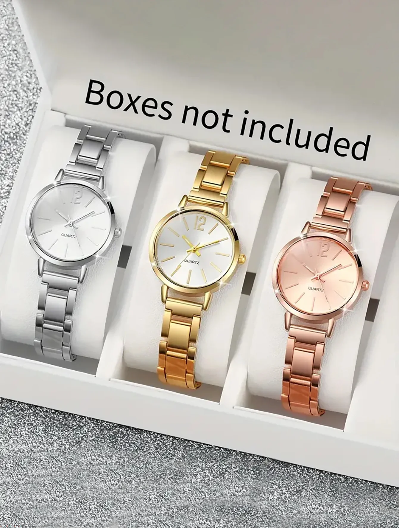 3PCS casual fashion Rhinestone alloy graduated ladies quartz watch set is the best choice for gifts