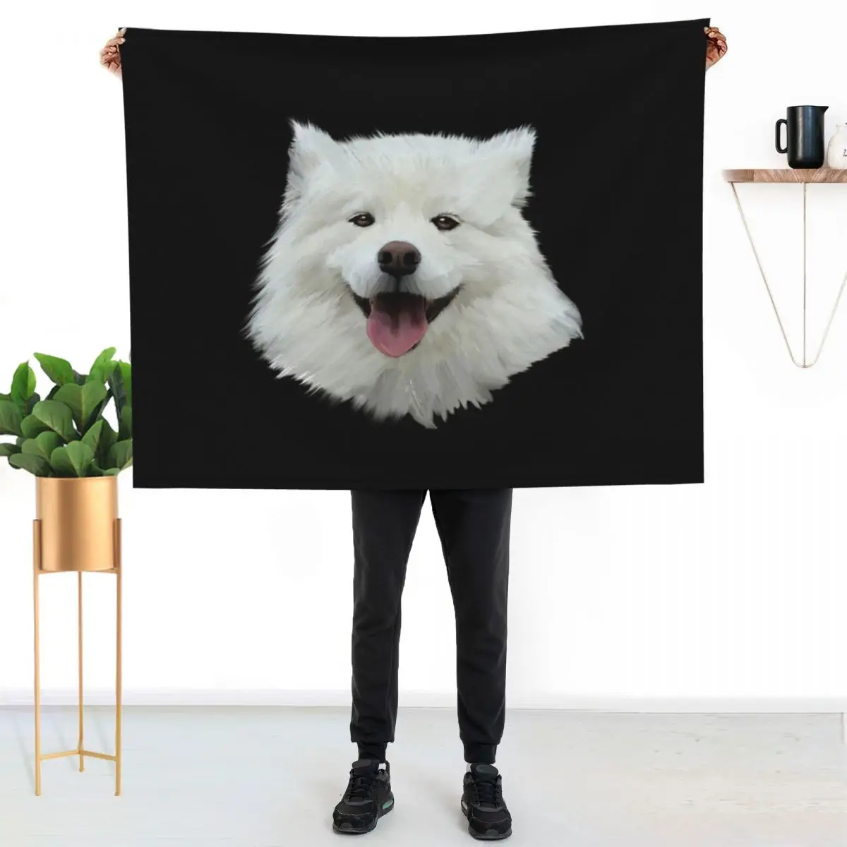 

Cute Happy Samoyed Watercolor, Best Gift Idea For Samoyed Mom Samoyed Dad Owner And Lover Throw Blanket