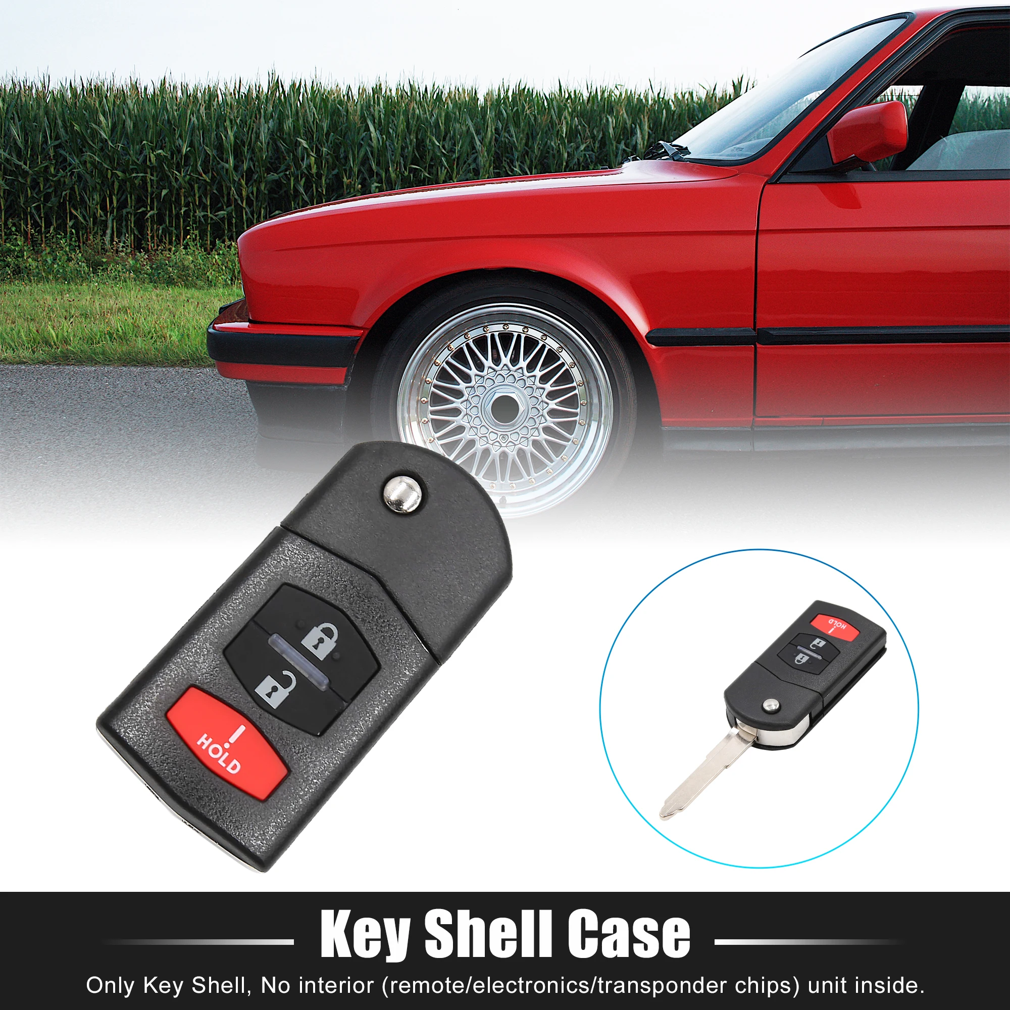 

uxcell Car Remote Control Key Fob Case Shell 3 Buttons Cover Tools KPU41788 for Mazda 6 Sedan MX-5 Miata RX-8 Accessories