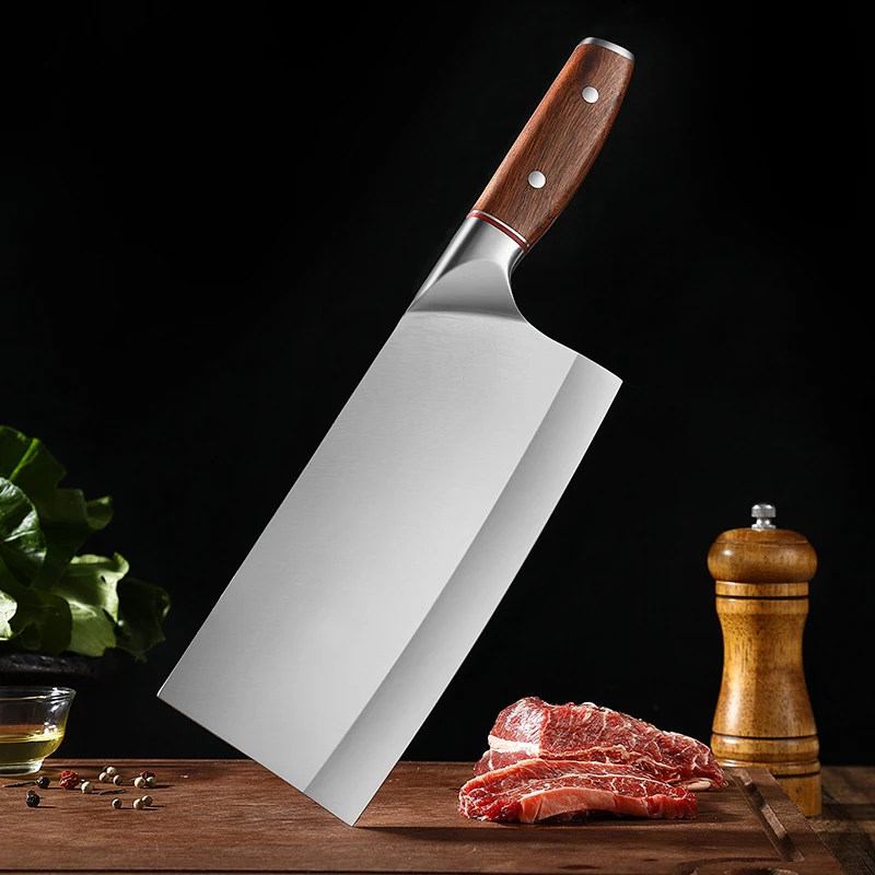 

TJ POP Chinese 8 Inch Cleaver Knife 9Cr18 Stainless Steel Redwood Handle Sharp Slicing Cooking Kitchen Chef knife Cutting Tools