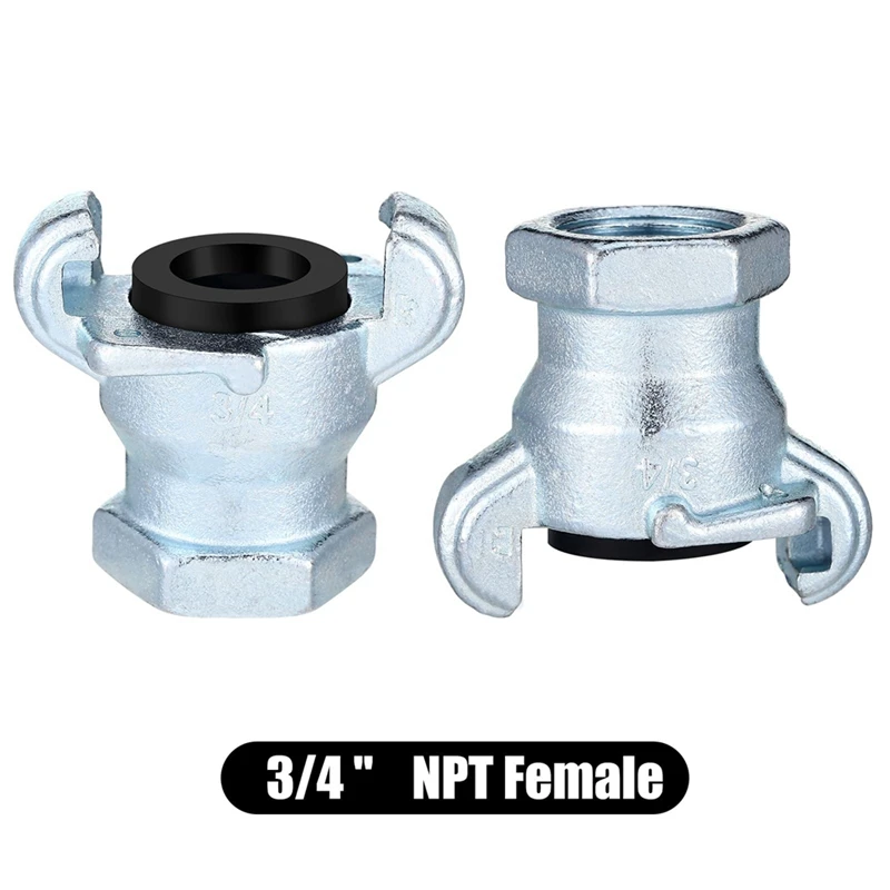 4 set NPT Iron Air Hose Fitting 2 Lug Universal Coupling Chicago Fitting per estremità femmina e maschio (3/4 pollici, estremità femmina) durevole