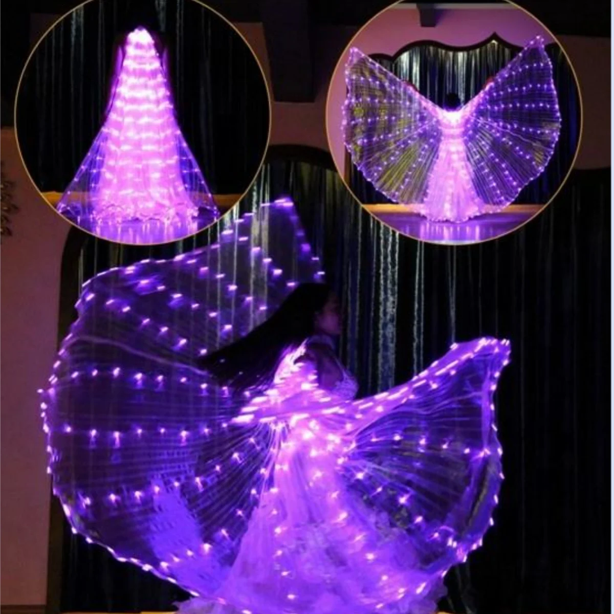 LED Isis Wings Adult Luminescent Cloak Belly Dance Costume Stage Performance Prop Color Changing Dancewear For Party Show