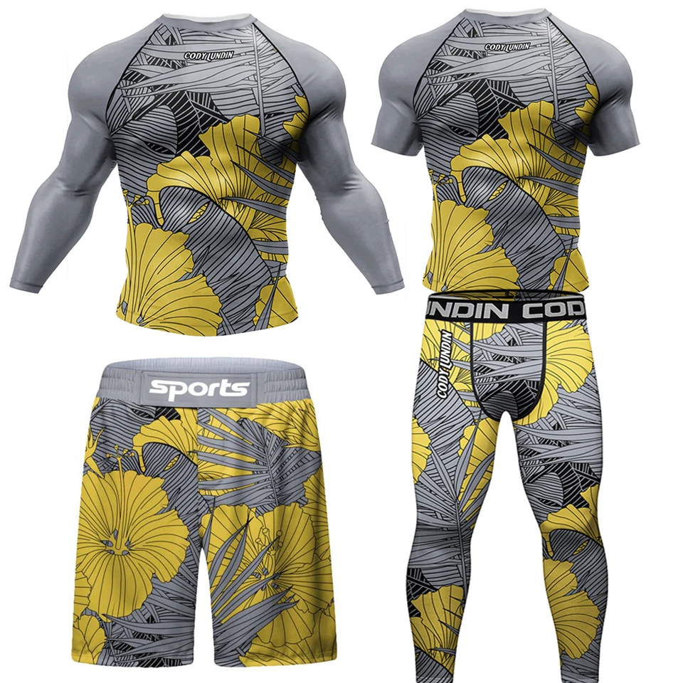 MMA Compression Sport Boxing T Shirt Shorts Men Rashguard Jiu Jitsu T Shirt Quick Dry Muay Thai Sweater Bjj Kickboxing Jerseys