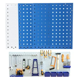 Hanging Panel Tools Wall Storage Metal Pegboard with Slots/Holes Organizer Rack Display Shelf Blue/White Workshop/Garage/Kitchen