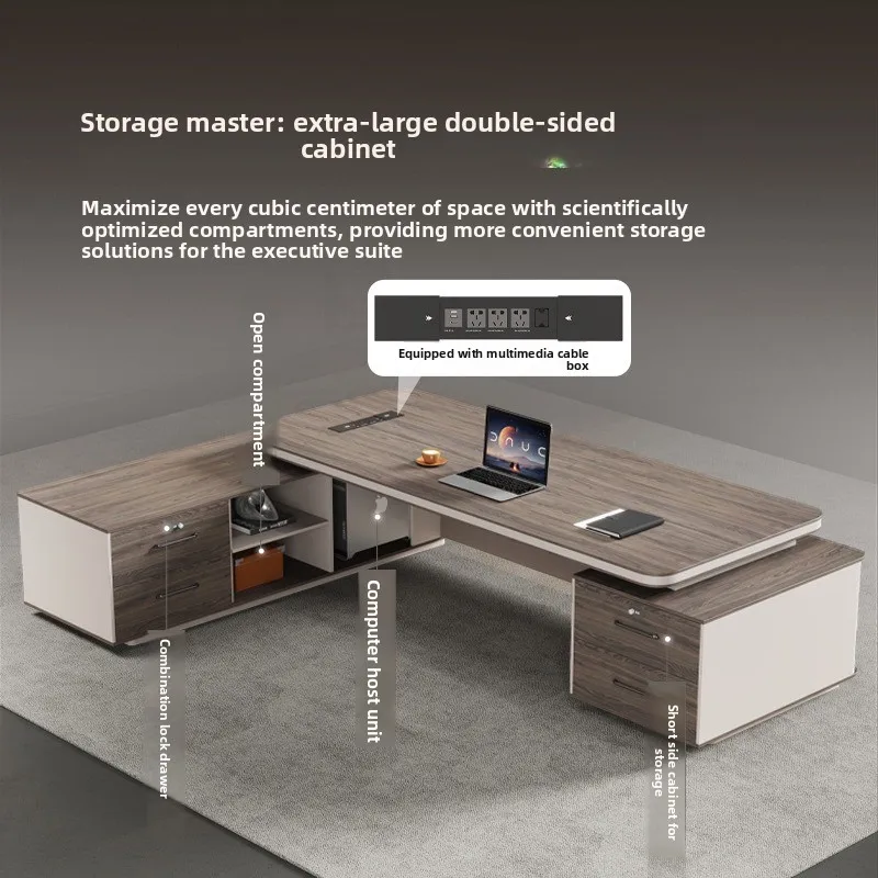 مكتب مكتب فاخر خفيف، عمل دراسي حديث، مكتب كمبيوتر كبير للتخزين مع أدراج، طاولة محطة عمل #5