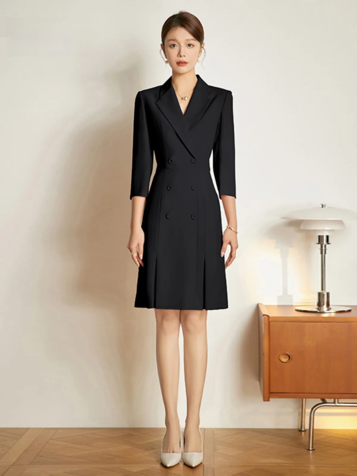 

Elegant Black Work Dress Set for Women Professional Sales Consultant Uniform Summer Fashion Business Women's Clothing