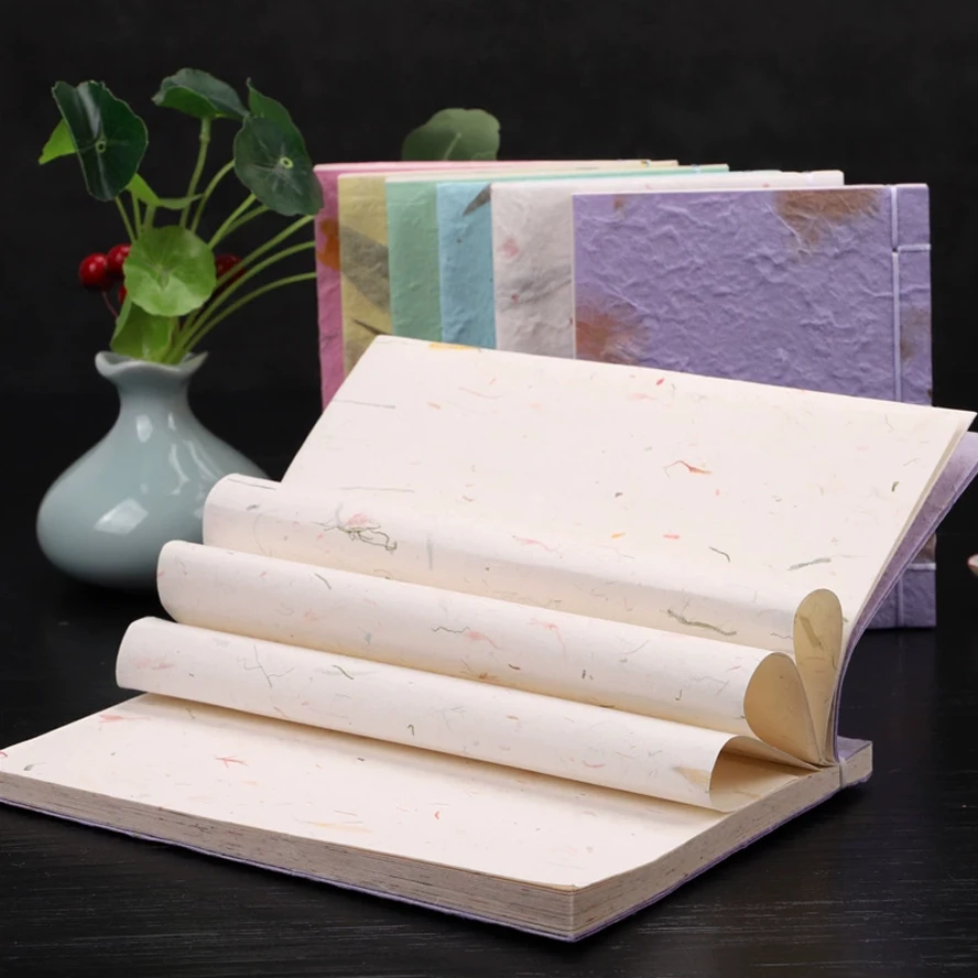 Quaderno per schizzi di calligrafia cinese Carta Xuan fatta a mano 48 pagine Quaderno tradizionale rilegato con filo per pittura con penna a pennello