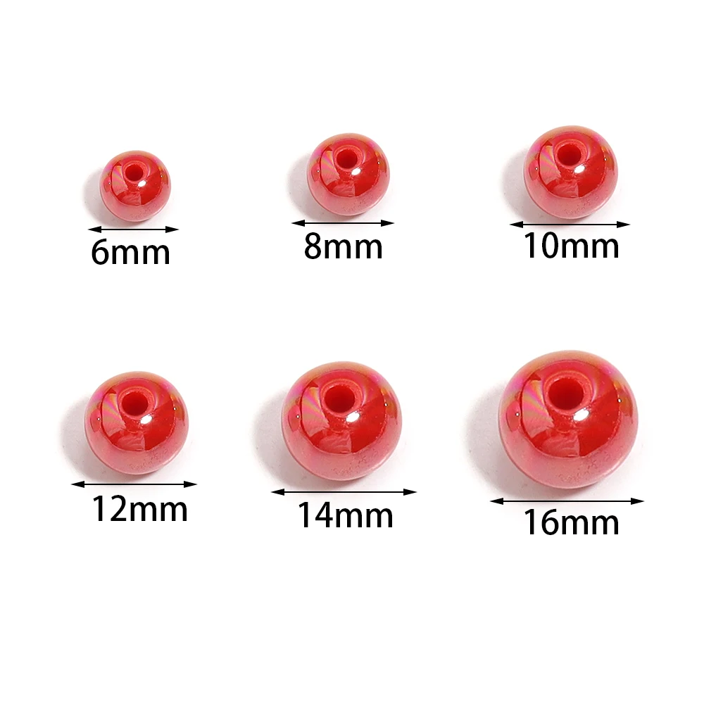 20-200Pcs/Lot 6-16mm Color Plated Acrylic Beads Round Spacer Loose Beads For DIY Crafts Ornament Making Finding Accessories