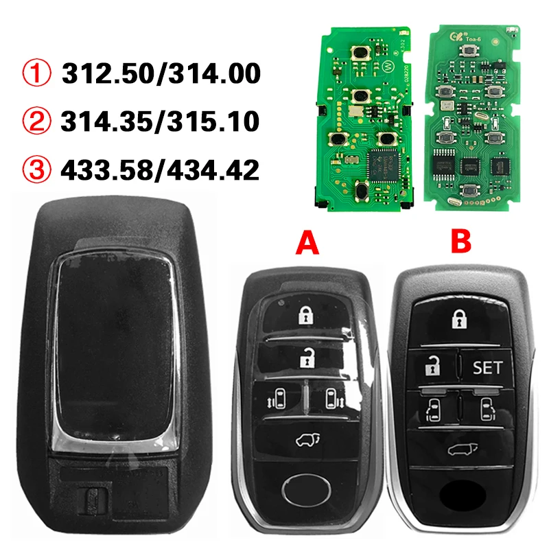 CN007271 Aftermarket Smart Key Remote 8A chip P4:A9 312.50-434.42 BK1EW 231451-0120 61E068-0010 per Toyota Alphard Vellfire