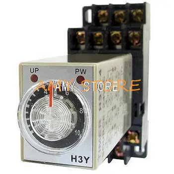 1 adet 12V/24VDC 24V/110V/220V/380VAC H3Y-4 güç zaman geciktirme rölesi zamanlayıcı 2.0-60S İletişim formu 4PDT 14Pin DIN raylı soket tabanı 3A