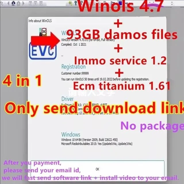 Software+ 93GB WINOLS 4.7 DAMOS Mappacks NEW 2022 2021 2020 Chip Tuning Maps Files immo service tool v1.2 ECM TITANIUM
