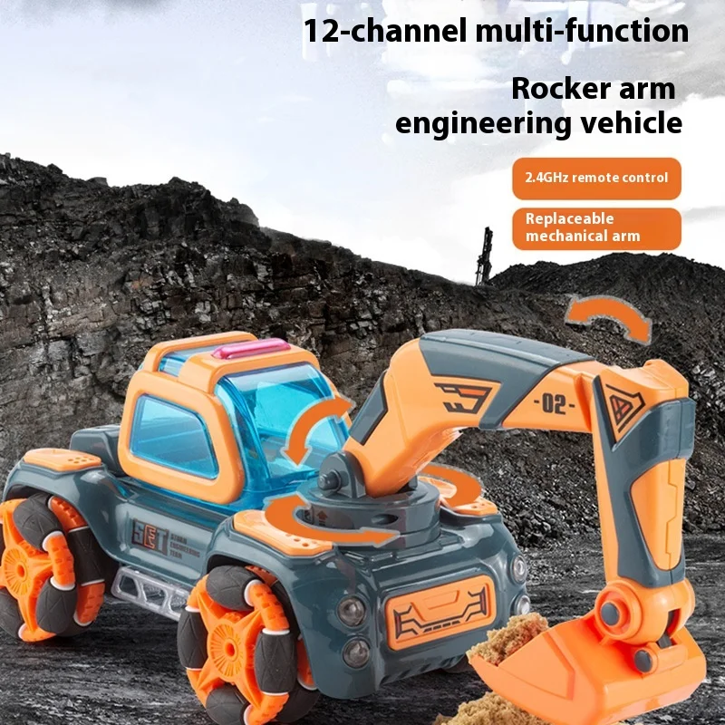 เด็กรีโมทคอนโทรลของเล่นรถชาร์จ Disassembly Bulldozer Excavator สาม Diy ชุดวิศวกรรมยานพาหนะ