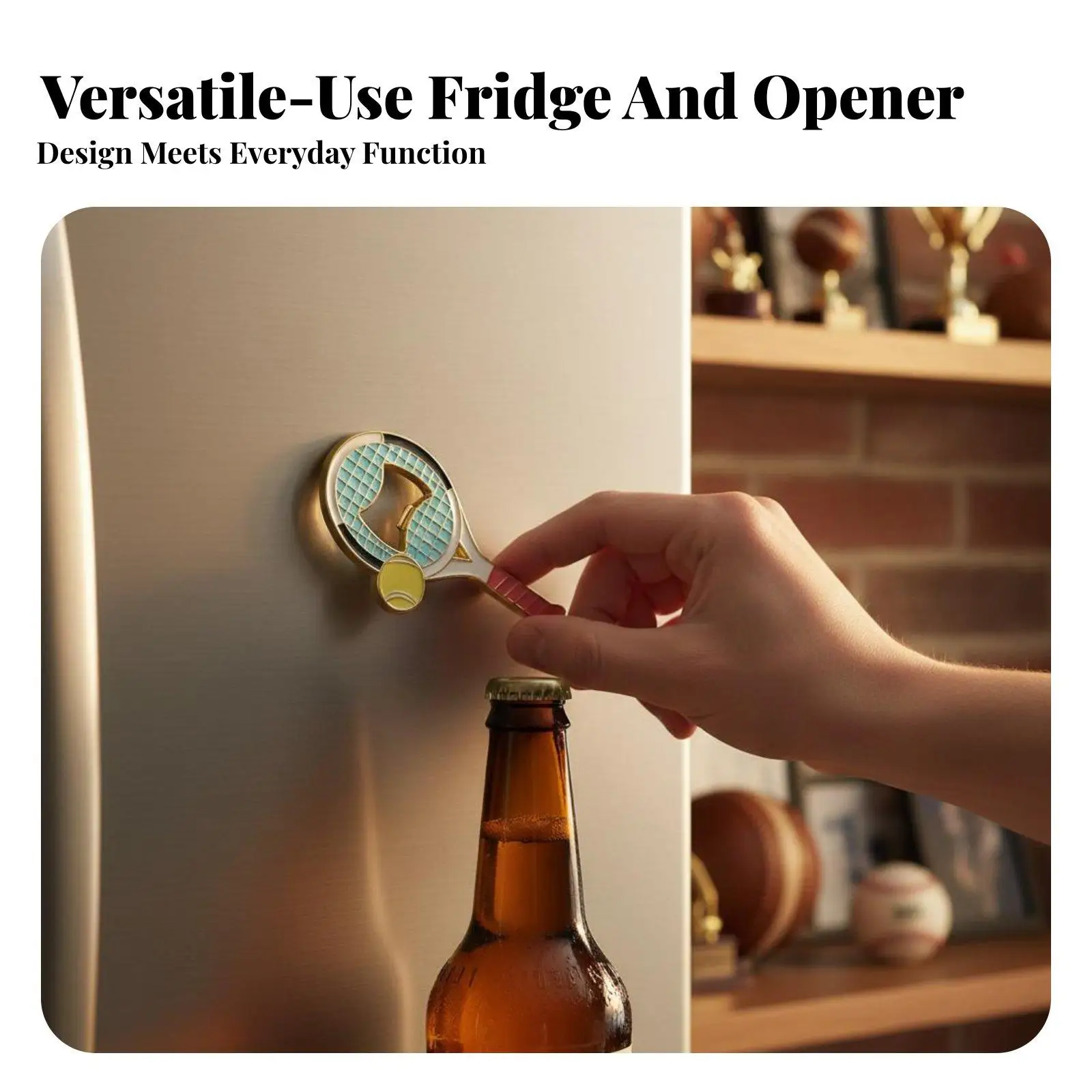 Magnetic Tennis Racket Bottle Opener Wall Mounted Fridge Sticker Decorative Metal Beer Opener for Party Supplies