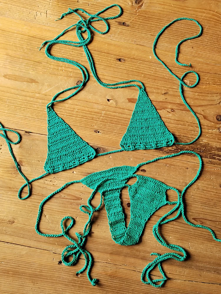 Maillot de bain crocheté à la main pour femmes, sexy, amissié, ensemble deux pièces, vêtements de plage, vacances, été