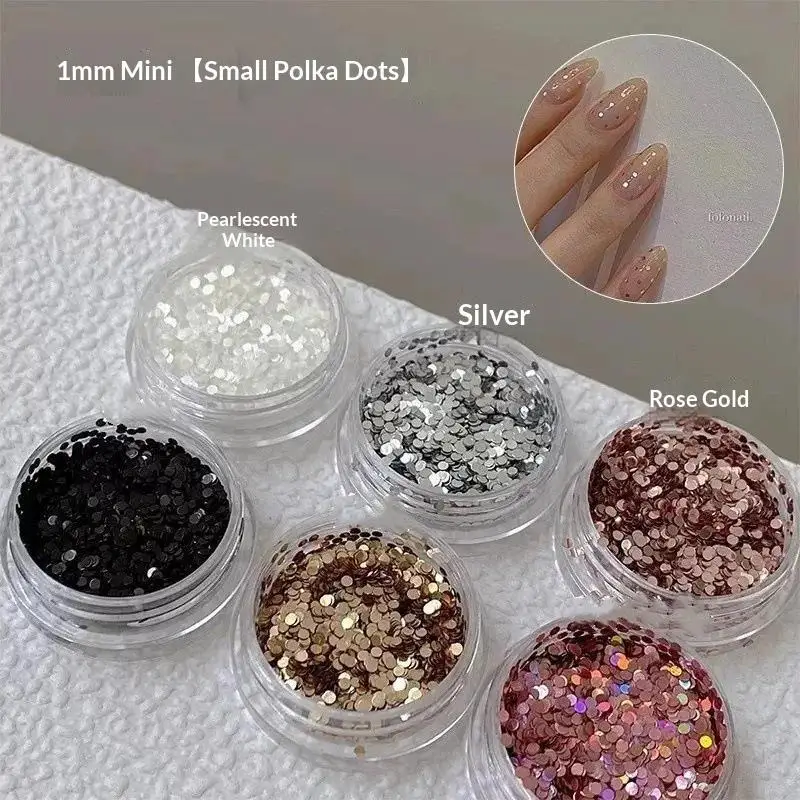 New 1Box 1mm Mini Round Nail Art Glitter Sequins Shiny Effect Multi Color Options For DIY Manicure Home Nail Salon Use