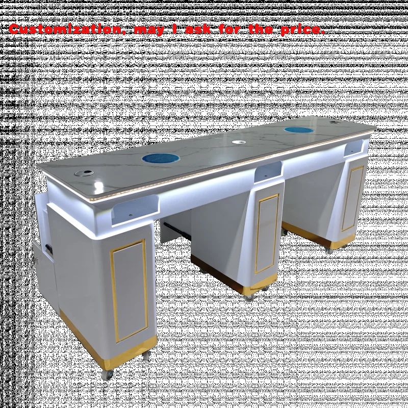 

Custom.MOQ ONE 2026 Последний глянцевый французский стиль, гарантия 10 лет, белый 2 маникюрных стола, стол для ногтей со светодиодом