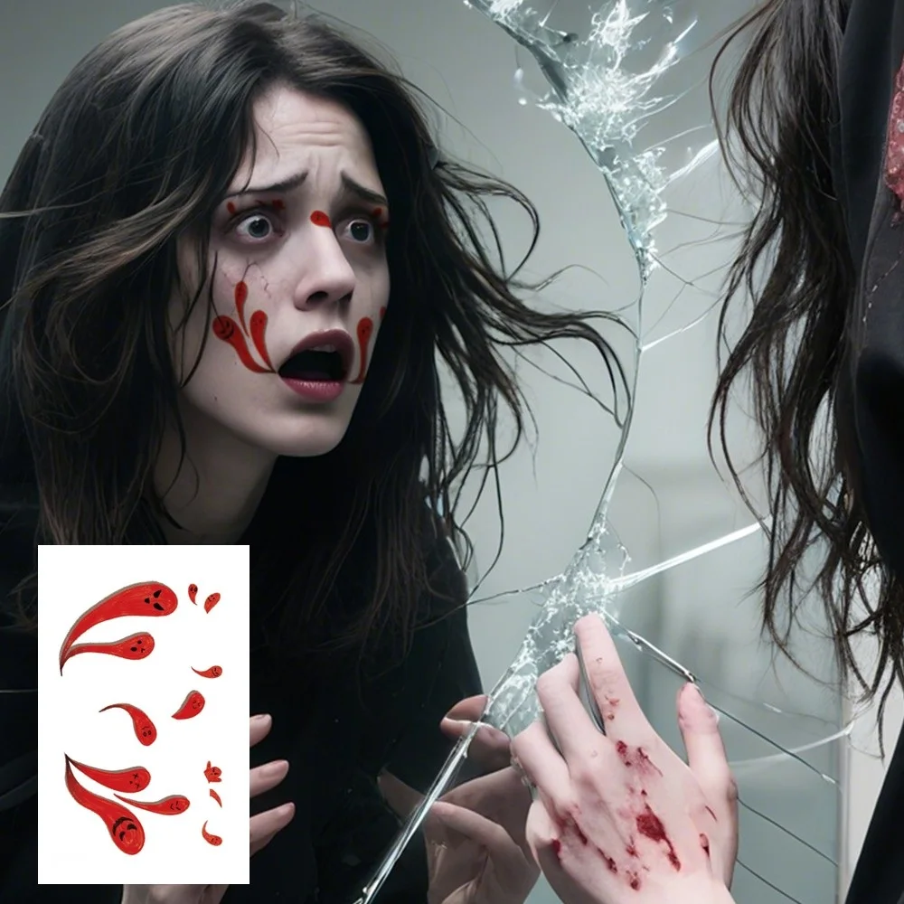 12 Sheets Halloween Party Waterproof Temporary Tattoos Stickers For Women 3D Reality Vampire Blood Scar Design Tattoo Stickers