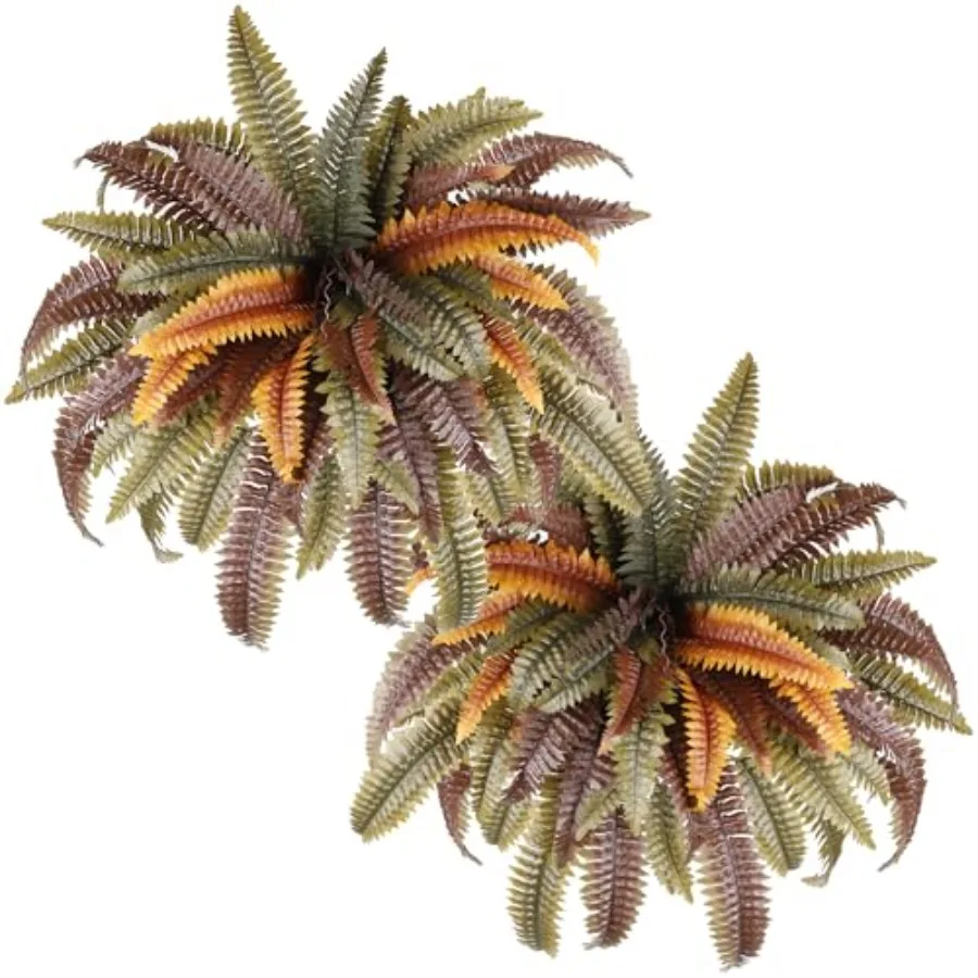 

Искусственные папоротники Бостонские, 45 дюймов, 2 штуки, с гибкими стеблями для подвешивания или размещения на полу, для использования в помещении и на улице