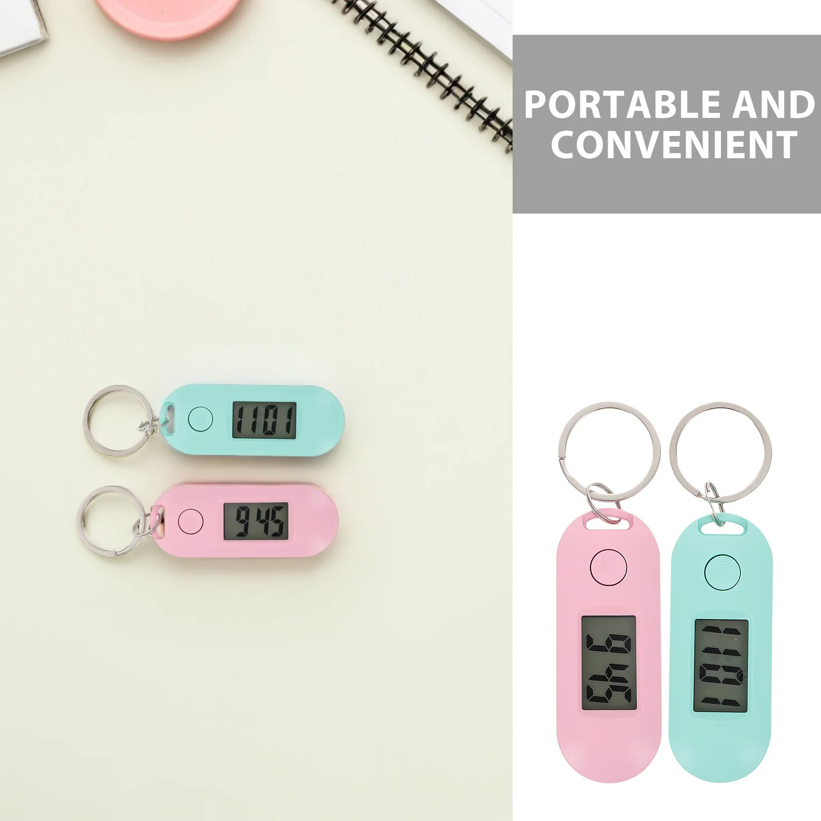 4 個ミニキーホルダー時計学生電子デジタルフォブ軽量サイレントディスプレイ時間管理ツール学校試験毎日用