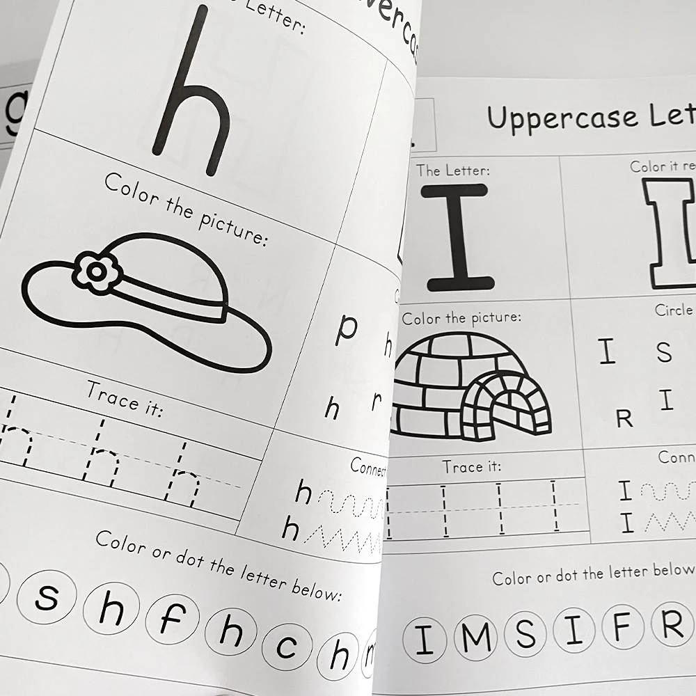 Imagem -02 - Alfabeto Workbook para Aprendizagem Pré-escolar Língua Inglesa Jardim de Infância Escrita Escrita Palavras Phonics 26 Letras A-z