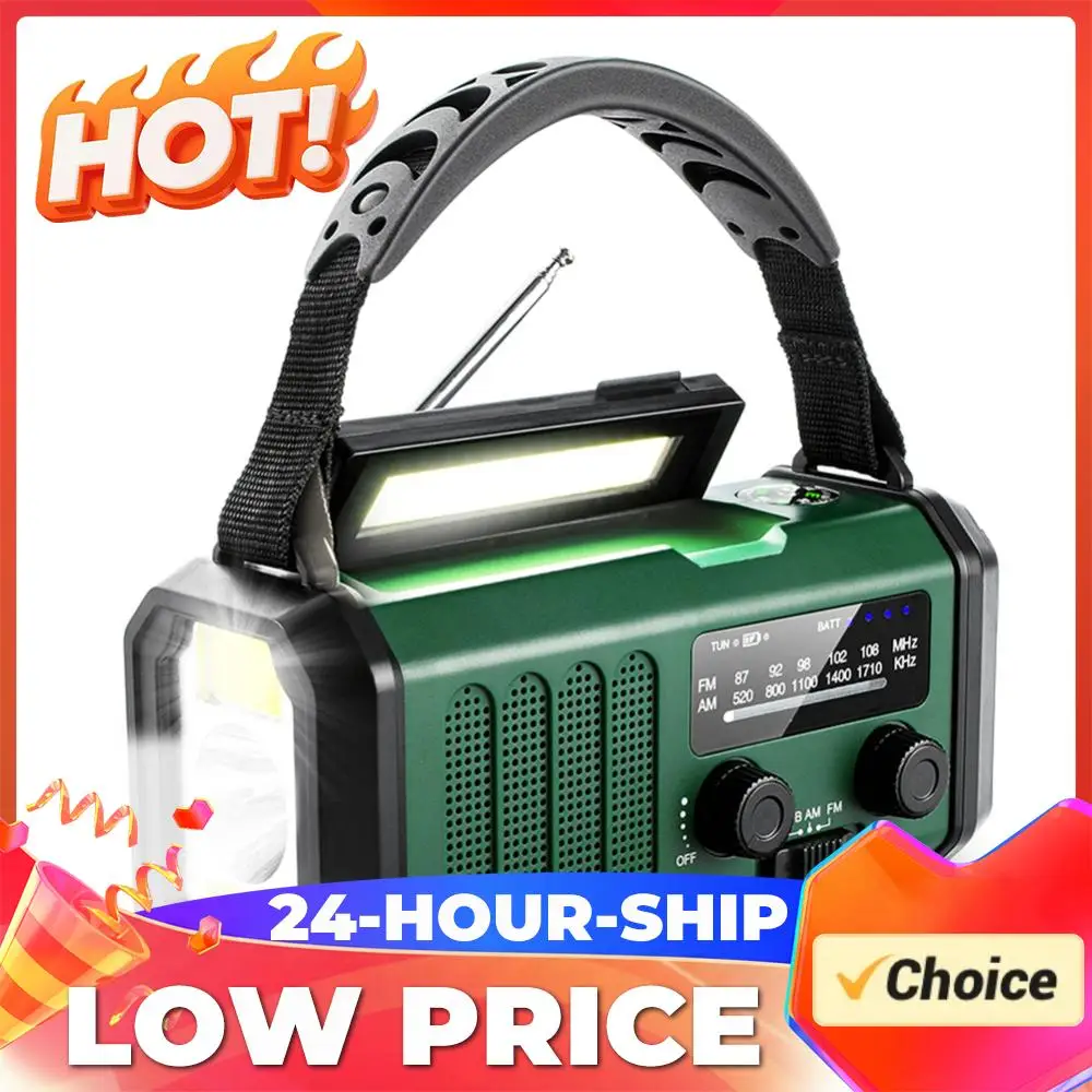 

Portable AM/FM Solar Radio Emergency Hand Crank Radio Power Station USB Phone Charger LED Flashlight Power Bank Radio 10000mah