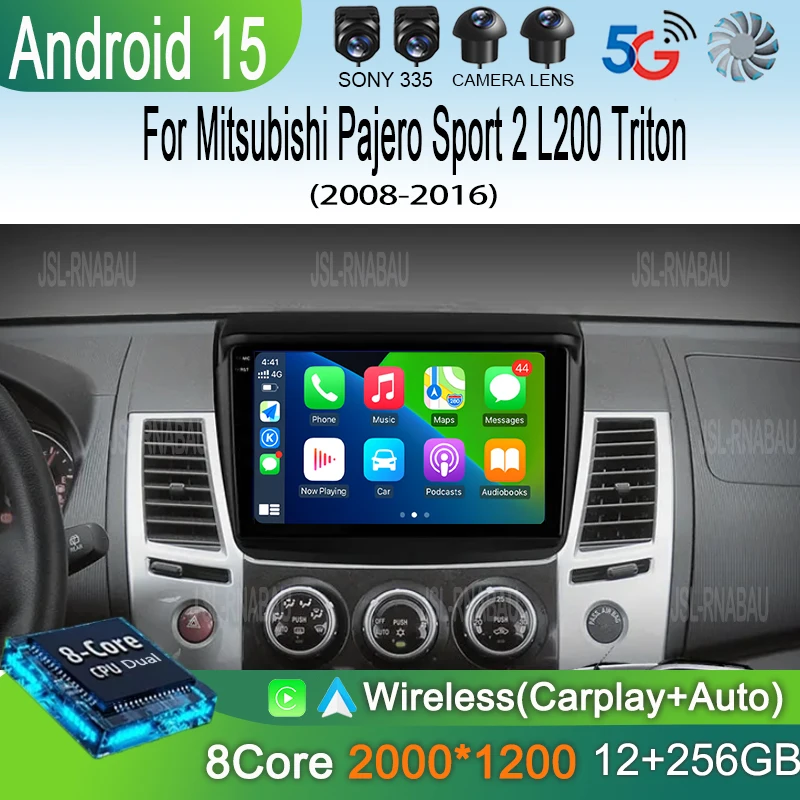 

Android 15 Carplay Car Radio For Mitsubishi Pajero Sport 2 L200 Triton 2008 - 2016 Navigation Multimedia Player Stereo WiFi+4G