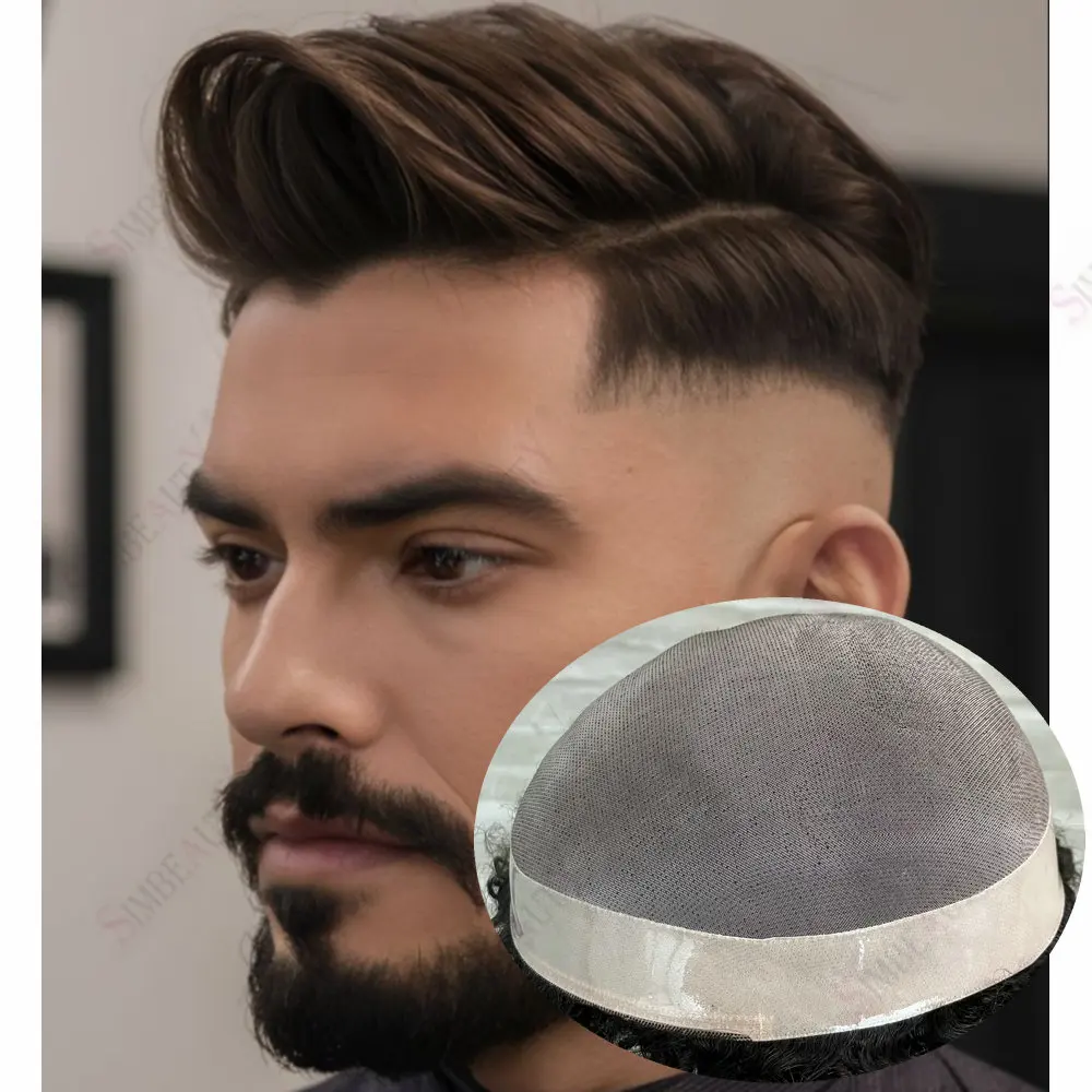 غير قابل للاكتشاف ذكر الشعر الشعرية الاصطناعية غرامة أحادية NPU الشعر المستعار الرجال الأوروبي شعر الإنسان أنظمة استبدال شعر مستعار للرجال #1