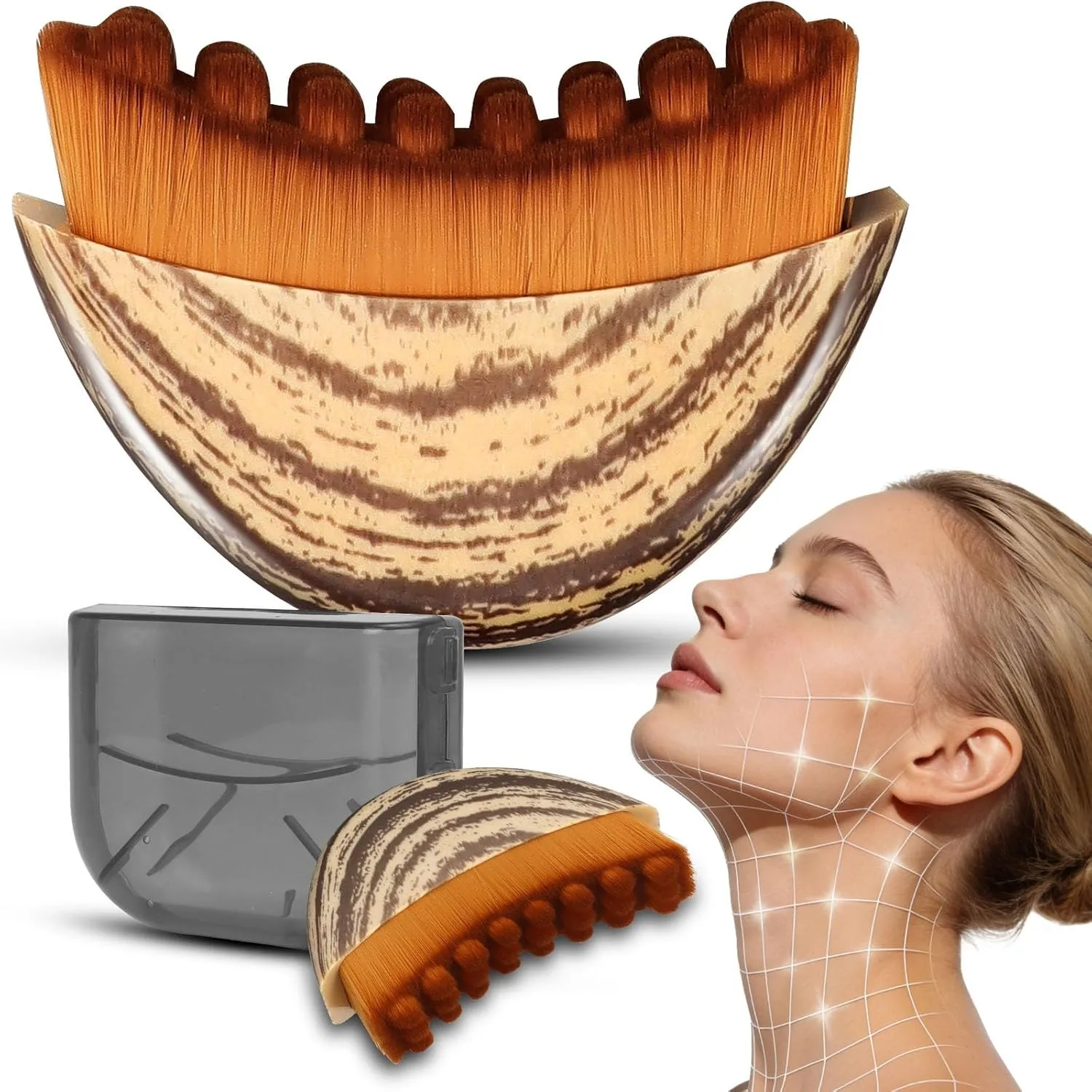 

Lymphatic Contour Face Brush for Sculpting, Dry Lymphatic Drainage Massager for Face, Anti-Puffiness, Detox & Lift, Improves Ski