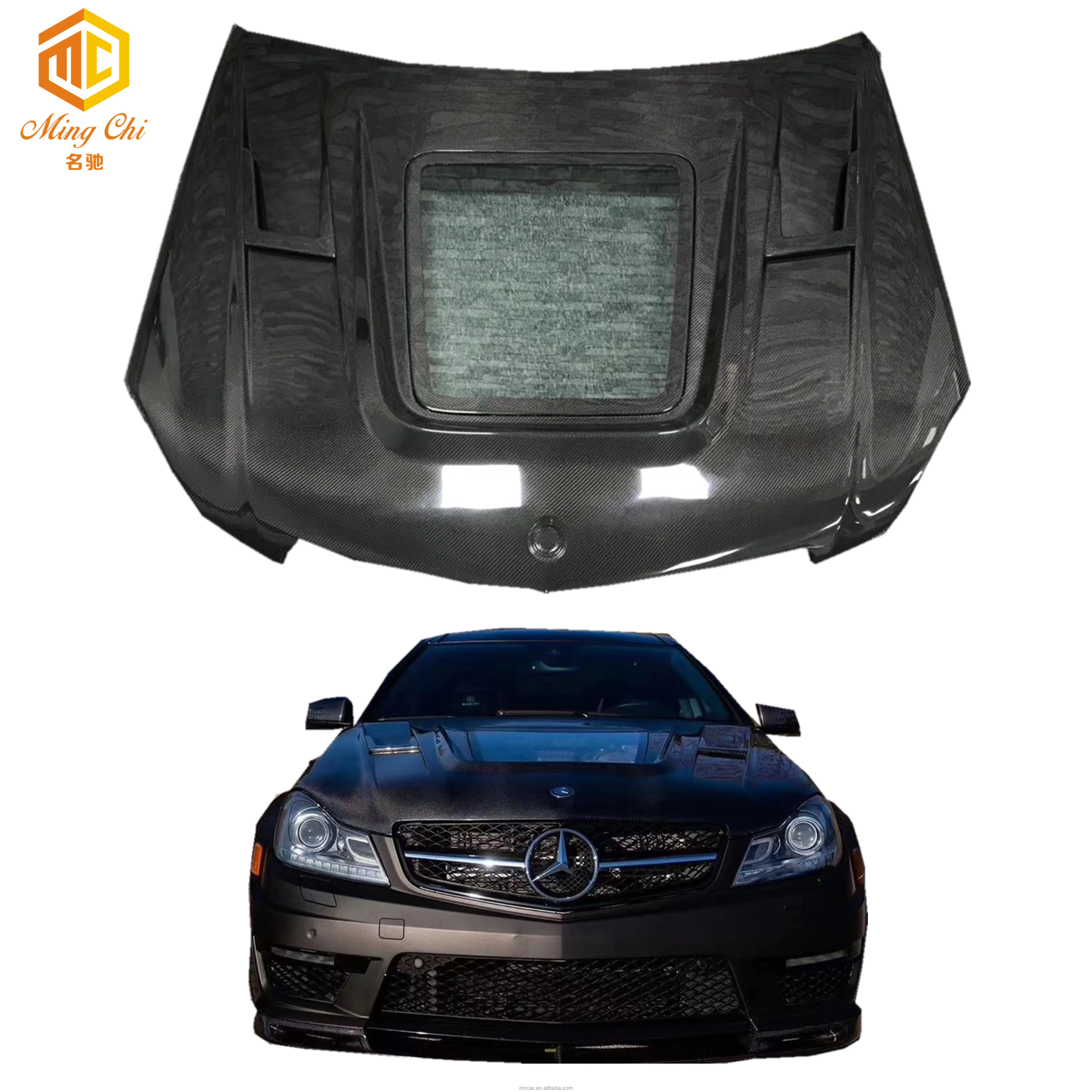 Carbon Fiber Engine Bonnet Hood transparent for Mercedes Benz W204 C63 AMG