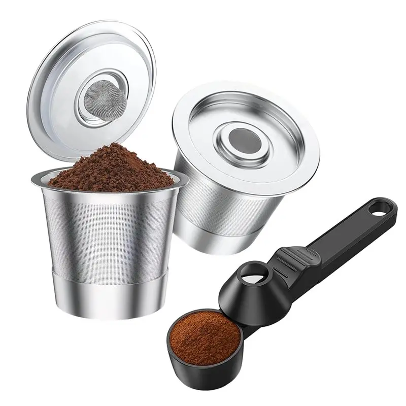 

AB41-No BPA-Free Reusable K Cups(2-Pack) For Keurig 1.0/2.0- Coffee Pod Replacement With Spoon For K-Classic/K-Mini Machines