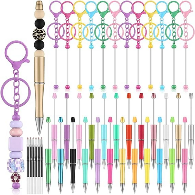 36 Beaded Pen Beaded Keychain Strips 12 Beadable Keychain Strips 24 Blank Beaded Pens Craft Pen Making Kit Gift B Durable