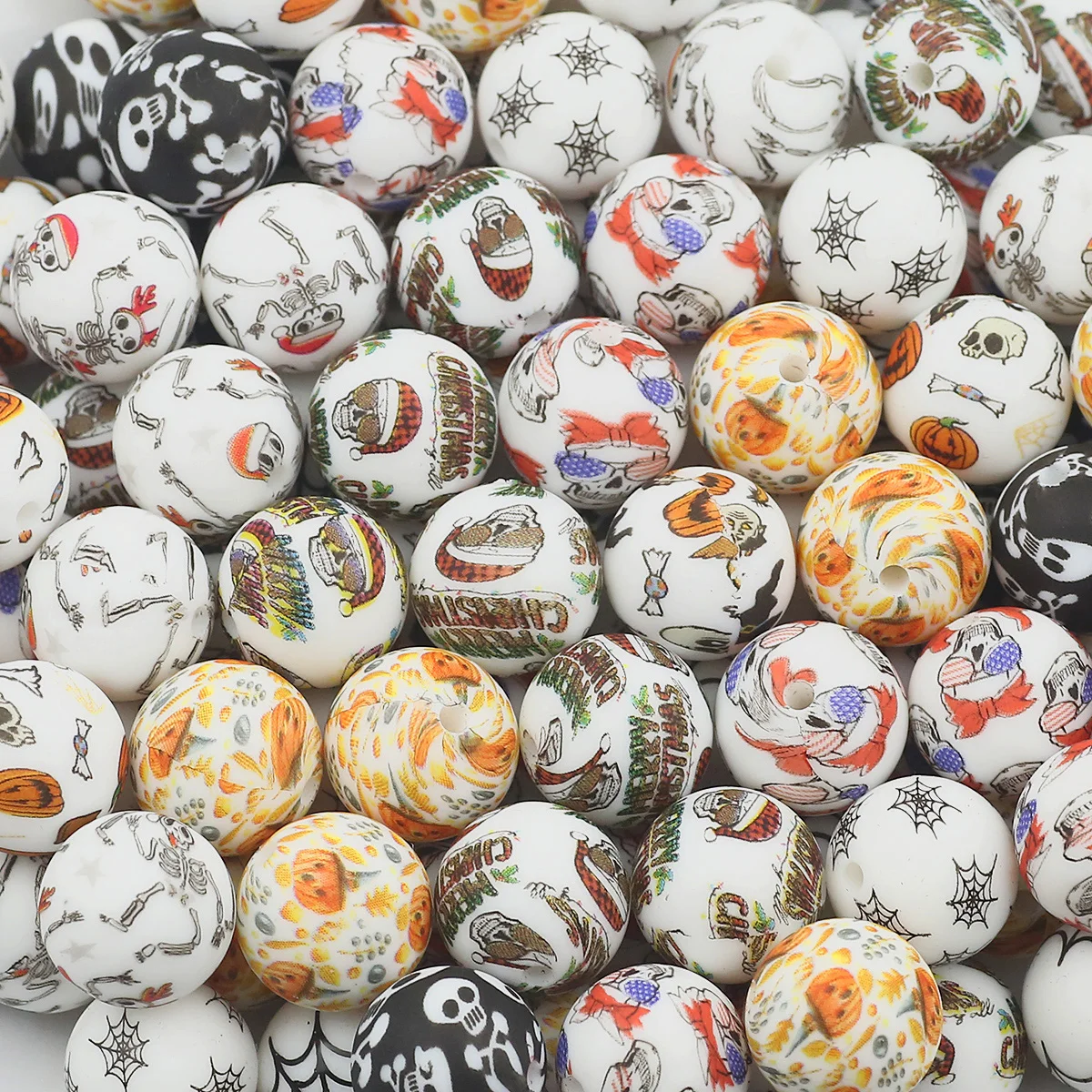 15mm 5pcs Silicone Halloween themed Beads in Various Styles for DIY Necklace and Bracelet Accessories