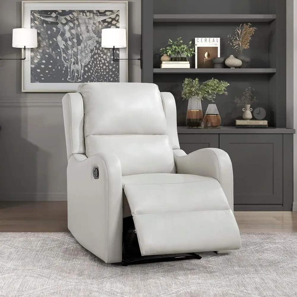 

Home Theater Recliner Sofa, Easy Assembly, Taupe Faux Leather for Living/Office Spaces