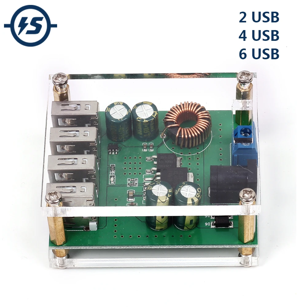 5V Step Down Converter Power Supply Step Down Module 6/4/2-Channel USB Output Buck Converter for Smart Home Robot