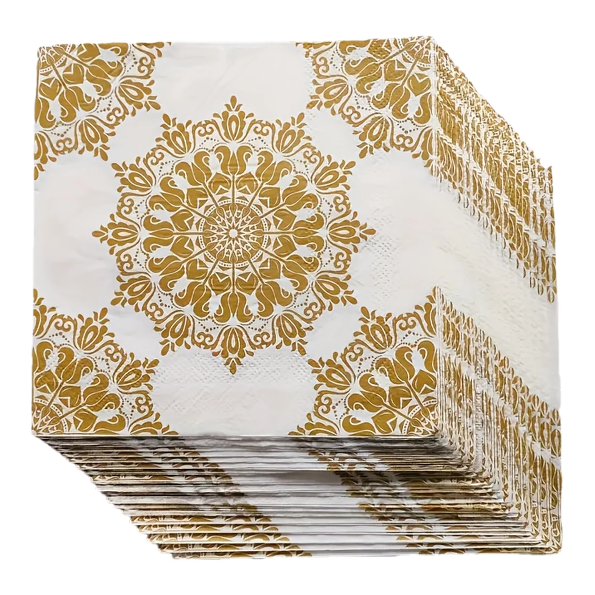20Pcs Golden Stamping Disposable Napkins, Colorful Square Paper Placemats, Wood Pulp Towels for Party Banquet Dinner