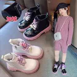 Girls Small Leather Boots 2024 Autumn Kids Solid Color Casual New Children Fashion All-match Japanese Style Chelsea Boots Simple