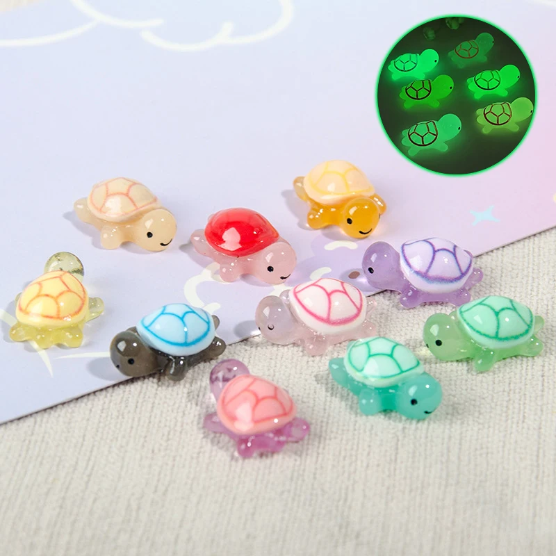 10pcs Mini Luminous Turtle Home Decor Landscaping Resin Crafts Glowing Turtle Garden Fish Tank Miniatures Ornaments Decoration