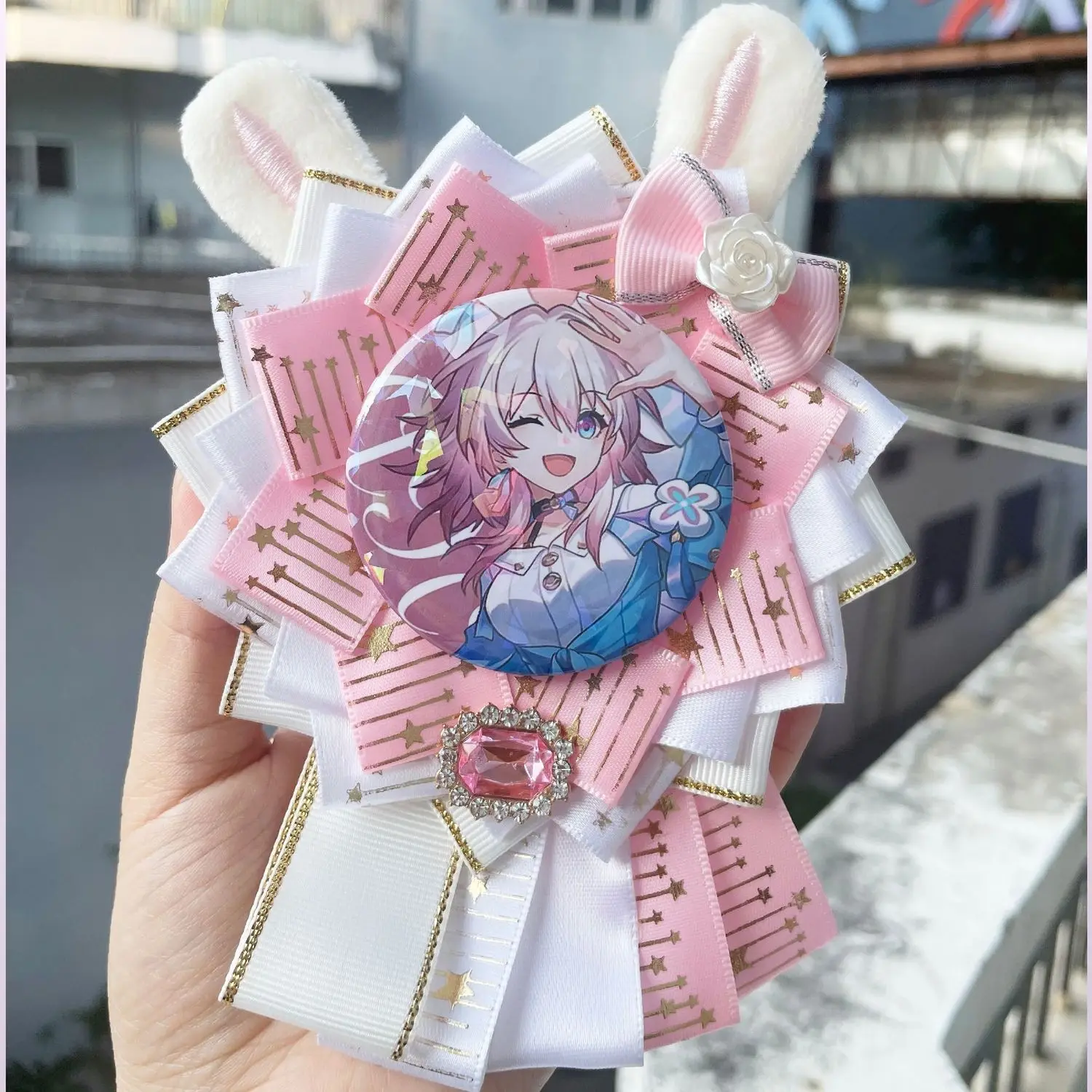 Luxury Ita Bag Decoration Badges Holder Cute rabbit ear Base Tray Accessory Fill Backpack Lolita Ribbon Anime Diy Bag