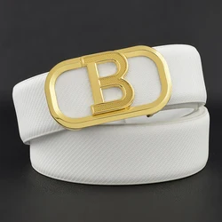 Cintura Casual con lettera B per uomo cintura di lusso bianca stilista di moda cinturino in vita per studenti di personalità cinturos Masculino in vera pelle