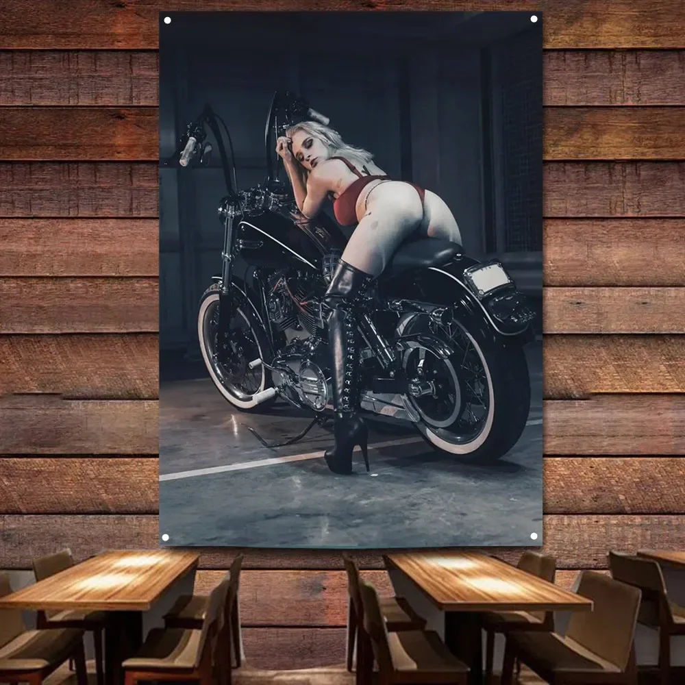 

Sexy High Heels Babes Ass Poster Motorcycle Garage Banner Flag Man Cave Pub Club Bar Wall Decoration Signboard Gift for Man