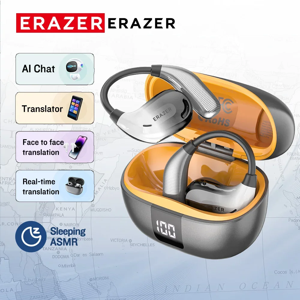 ERAZER XT66PRO Bluetooth Earphones ASMR Headsets DIY APP AI Translator Earbuds Wireless Headphones 13 Hours long life Display