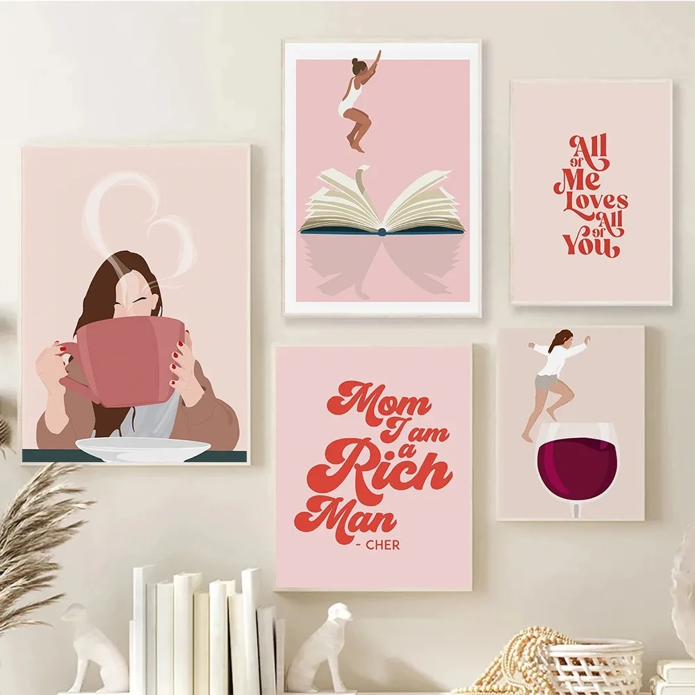 Feminist Canvas Printing Mom I Am A Rich Man Quote Wall Decorative Posters Living Room Home Decor Funny Coffee Girl Book Poster