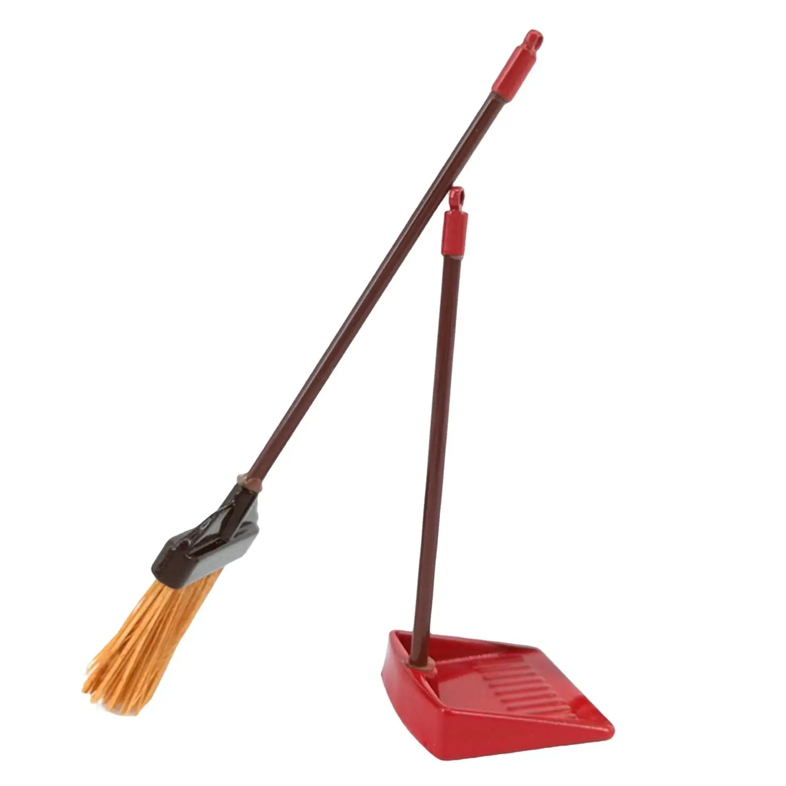 2Pcs 1/12 Dollhouse Mini Cleaning Toys Broom Dustpan Set Creative Toy Decor