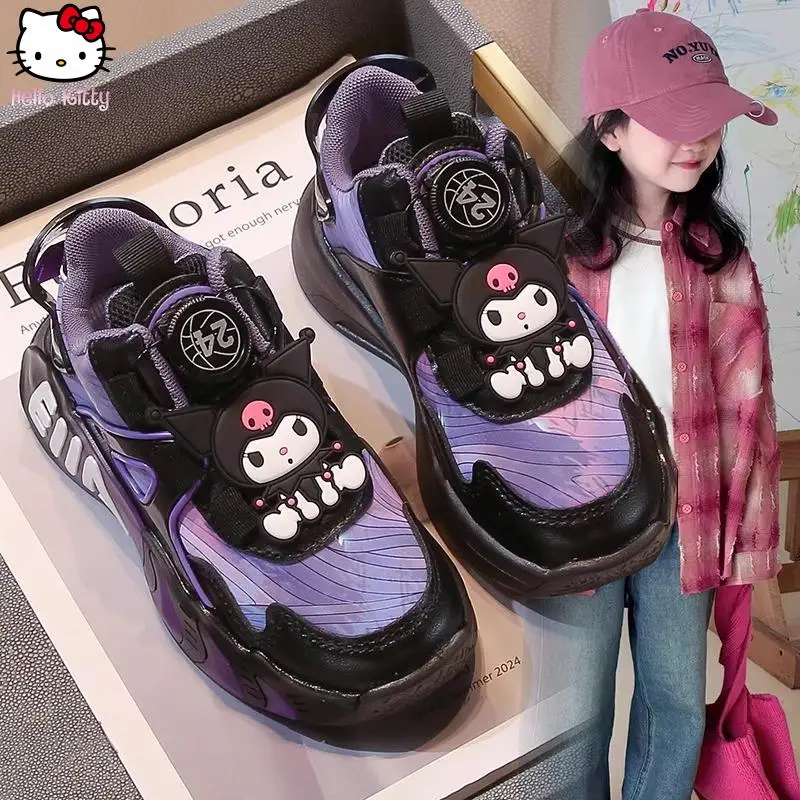 

Kawaii/спортивная обувь с черной рисовой ручкой для девочек, весенне-осенняя новая обувь с героями мультфильмов для папы в стиле аниме, кроссовки Sanrio, модные и удобные