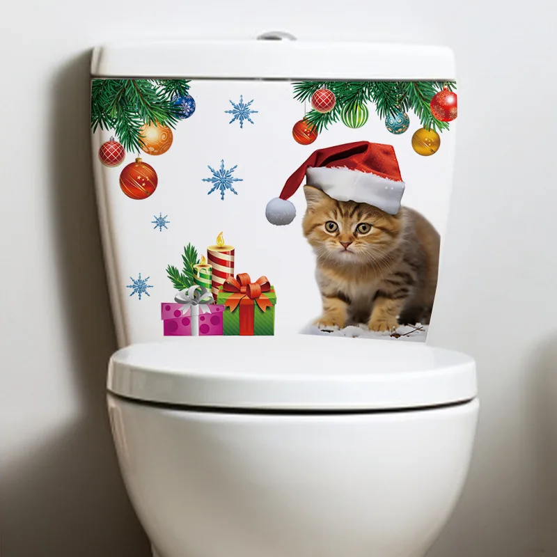

Wholesale CH33119 Christmas Cat Children's Bedroom Bathroom Toilet Home Decoration Self-Adhesive Stickers