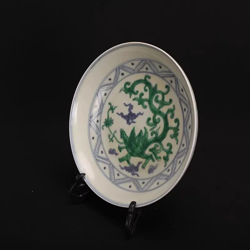 Chinese Blue and White Porcelain Plate Ming Chenghua Green Dragon Pattern 9.1