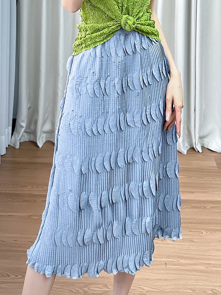 

Casual Women's Midi Skirt Pure Color Half-Bordered Loose Fit Versatile Pleated Summer New Style Three-Zhang Art Creation